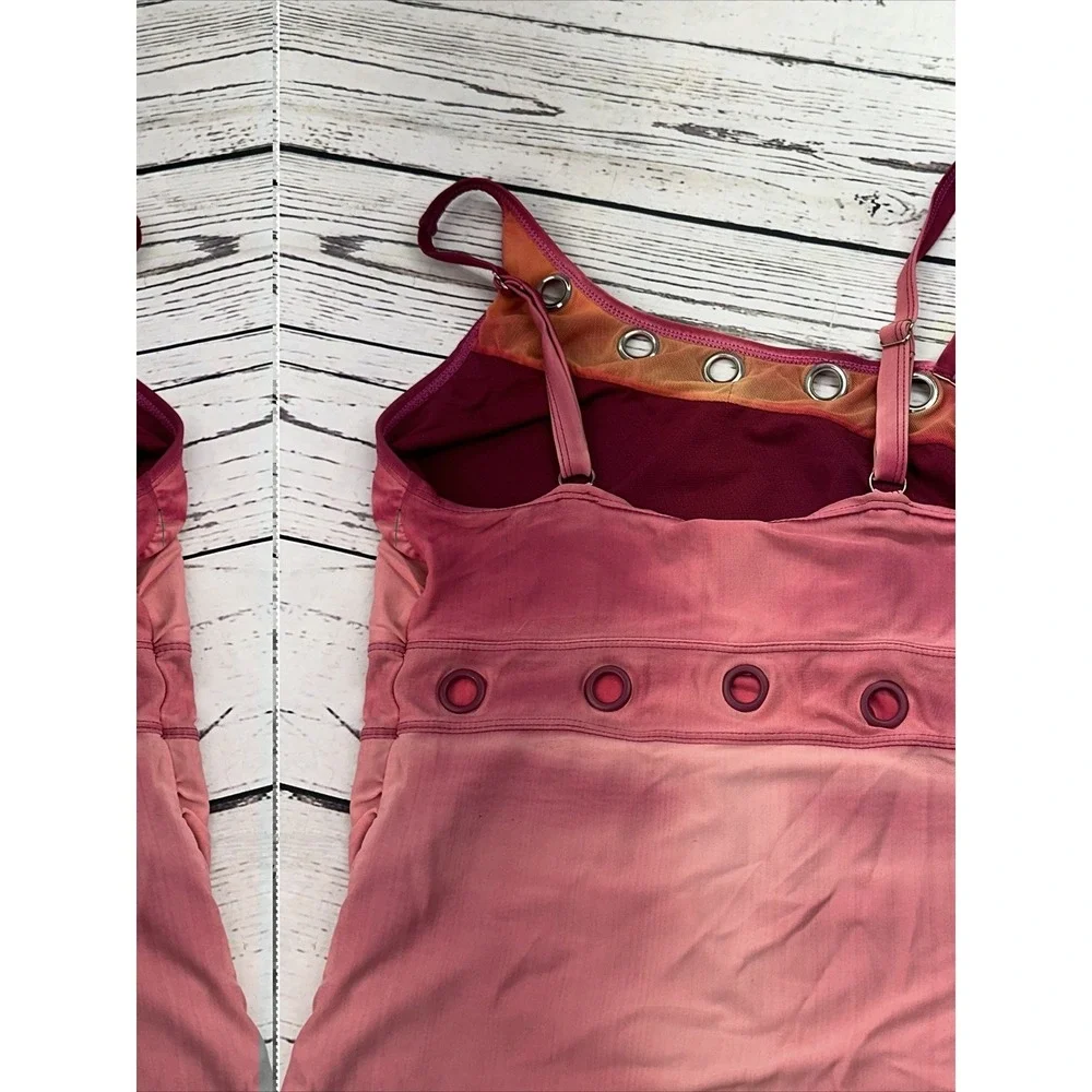 Nicole Miller Studio One Piece Swimsuit Rose Pink Grommet Ruched Size 8